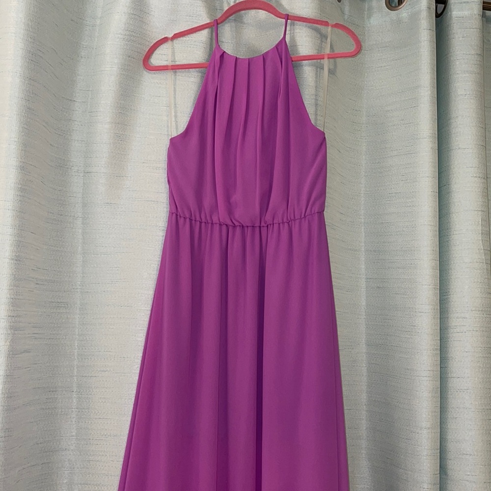 Magenta pink high neck maxi dress